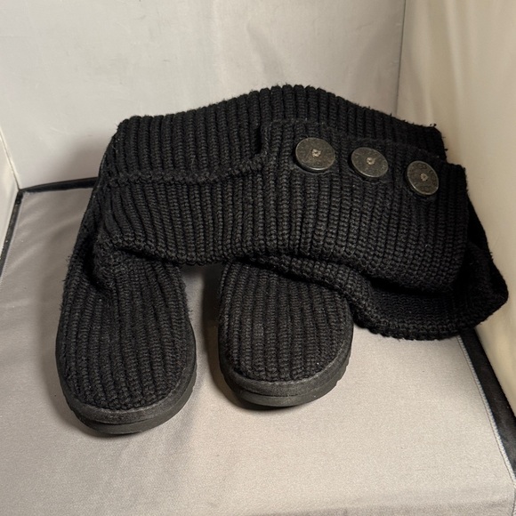 UGG Black Knit Boots with Button Accents women size 7 - Picture 1 of 7